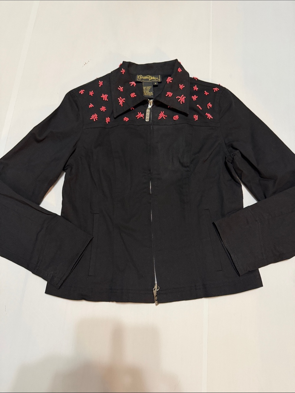 Christine Phillipe Women’s Embroidered Embellished Jacket 8 Cotton